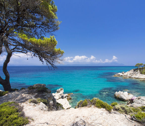 Halkidiki sea with crystal clear water